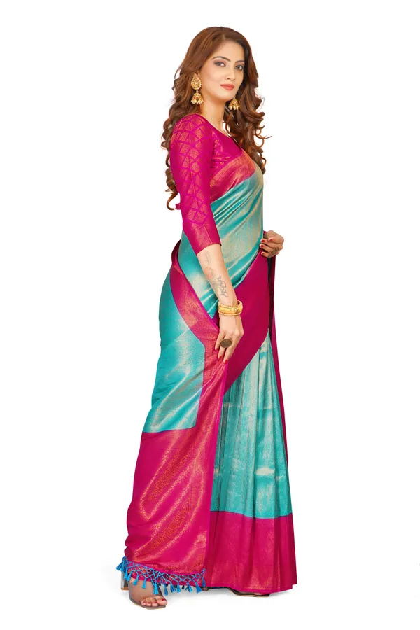 Sky_Blue_Nylon_Softy_Saree_For_Women