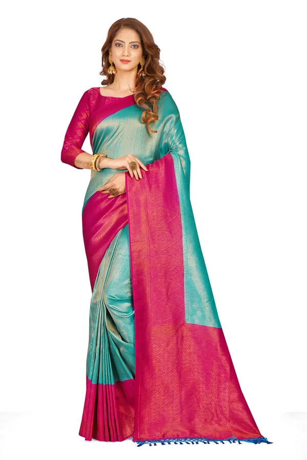 Sky_Blue_Nylon_Softy_Saree_For_Women
