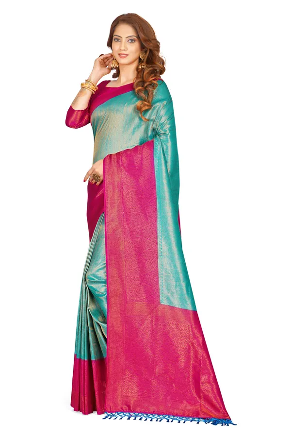 Sky_Blue_Nylon_Softy_Saree_For_Women