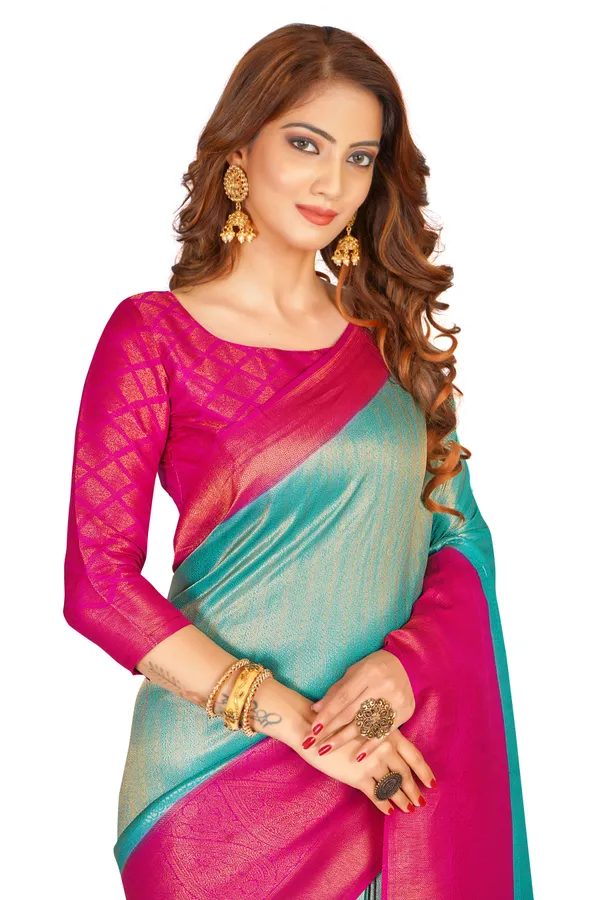 Sky_Blue_Nylon_Softy_Saree_For_Women