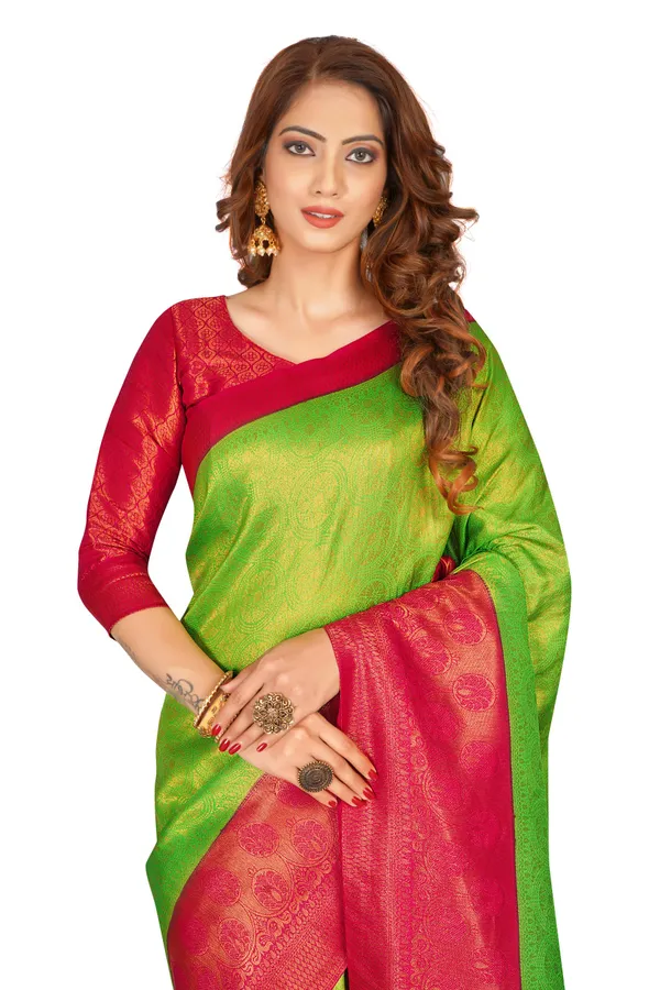 Green_Nylon_Softy_Saree_For_Women