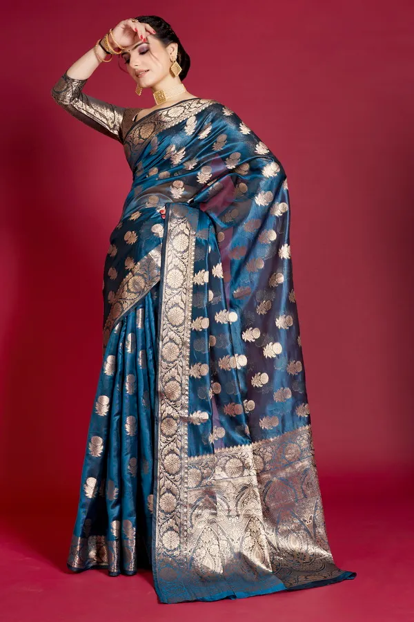 Blue_Organza_Saree_For_Women