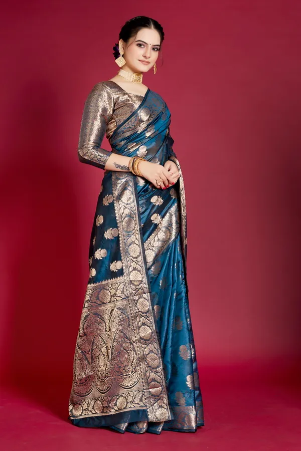 Blue_Organza_Saree_For_Women