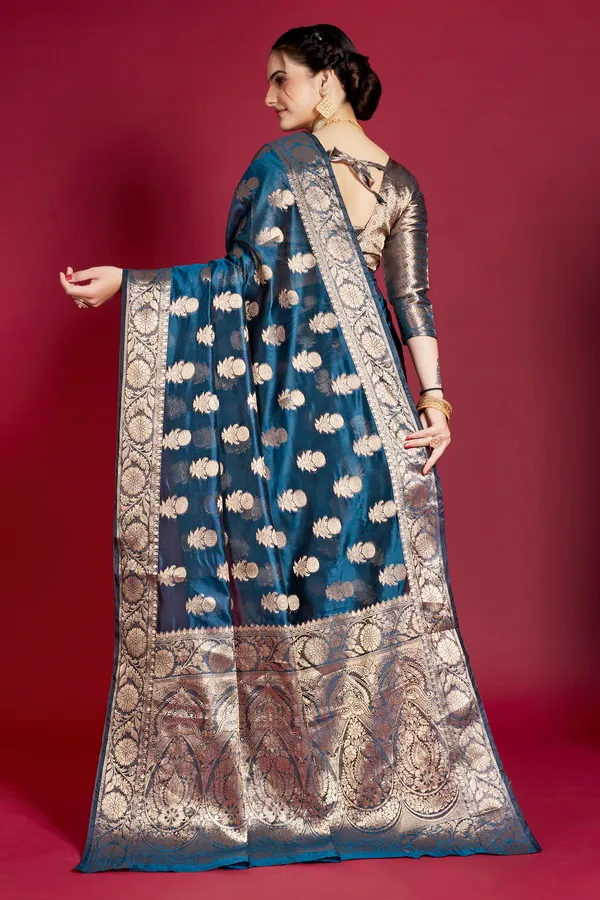 Blue_Organza_Saree_For_Women