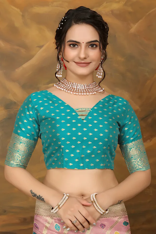 Sky_Blue_Organza_Saree_For_Women
