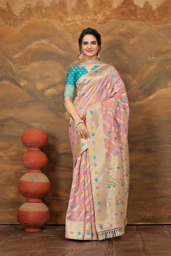 Sky_Blue_Organza_Saree_For_Women