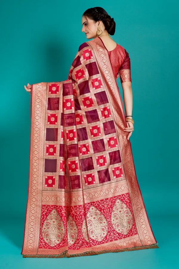 Premium_Organza_Banarasi_Silk_Sarees_new_collection_for_wedding_Occasion_with_Gold_Tone_Zari_work_Beautiful_Saree