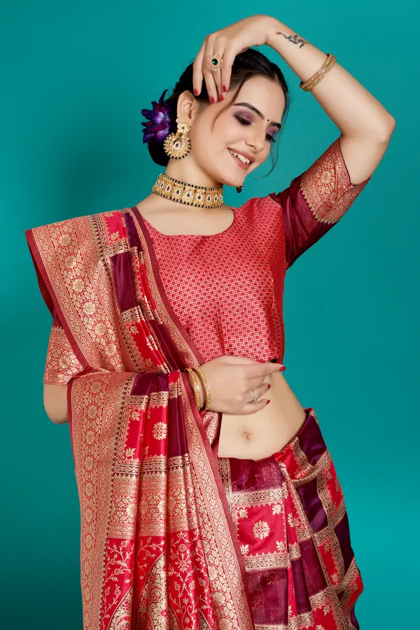 Premium_Organza_Banarasi_Silk_Sarees_new_collection_for_wedding_Occasion_with_Gold_Tone_Zari_work_Beautiful_Saree