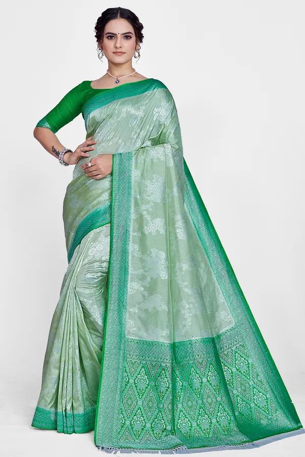 crystal_silk_Green_Saree_For_Women