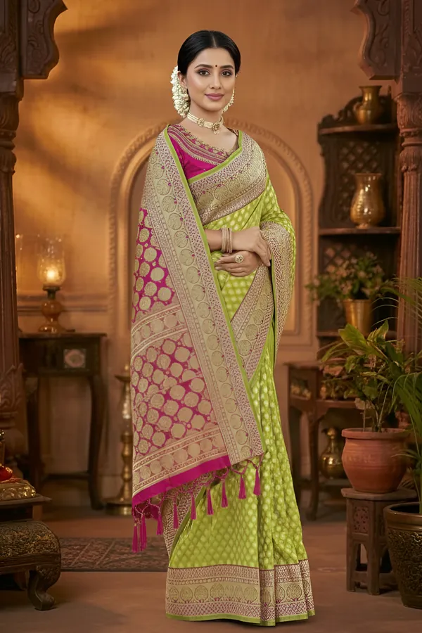 Aagiri_Self_Design,_Woven,_Embellished,_Applique_Banarasi_Jacquard,_Art_Silk_Saree__(Green,_Pink)