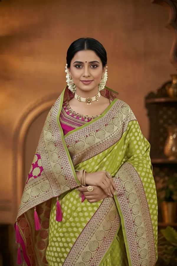 Aagiri_Self_Design,_Woven,_Embellished,_Applique_Banarasi_Jacquard,_Art_Silk_Saree__(Green,_Pink)