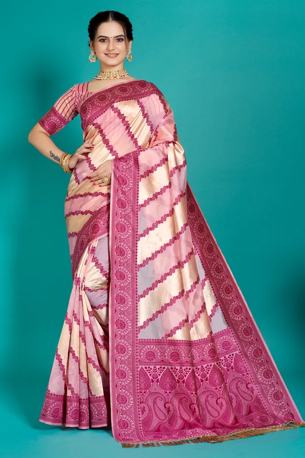 Organza_Saree_with_Blouse_Piece_|_Stylish_Saree_for_Women_Functions