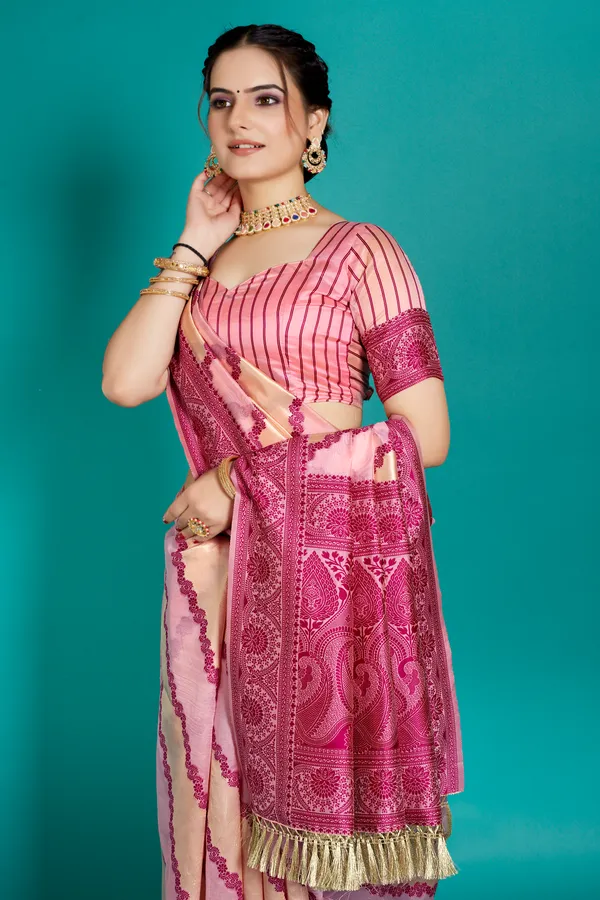 Organza_Saree_with_Blouse_Piece_|_Stylish_Saree_for_Women_Functions
