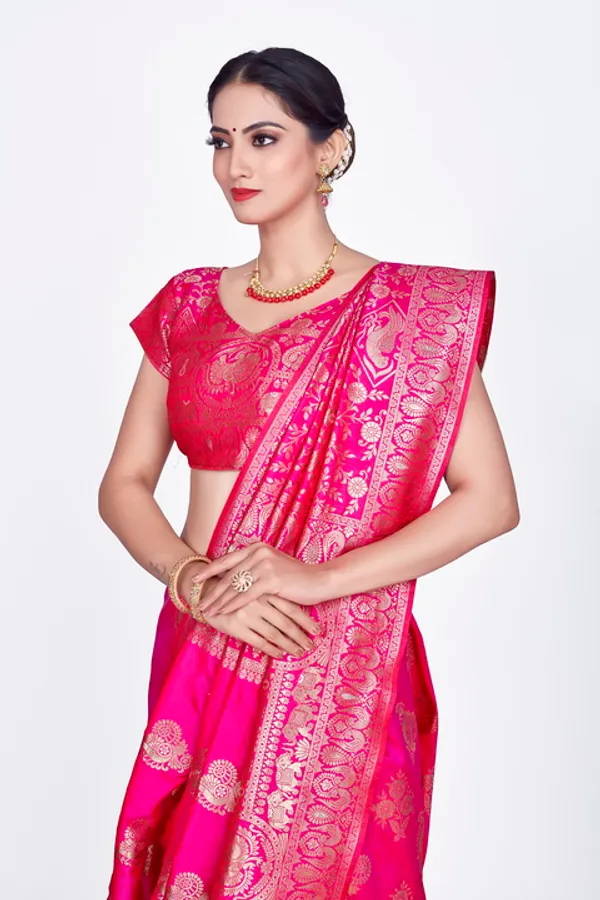 Pink_Banarsi_Silk_Saree_For_Women