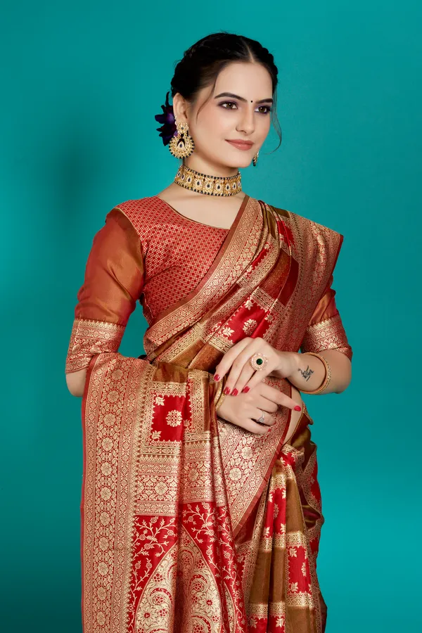 Premium_Organza_Banarasi_Silk_Sarees_new_collection_for_wedding_Occasion_with_Gold_Tone_Zari_work_Beautiful_Saree