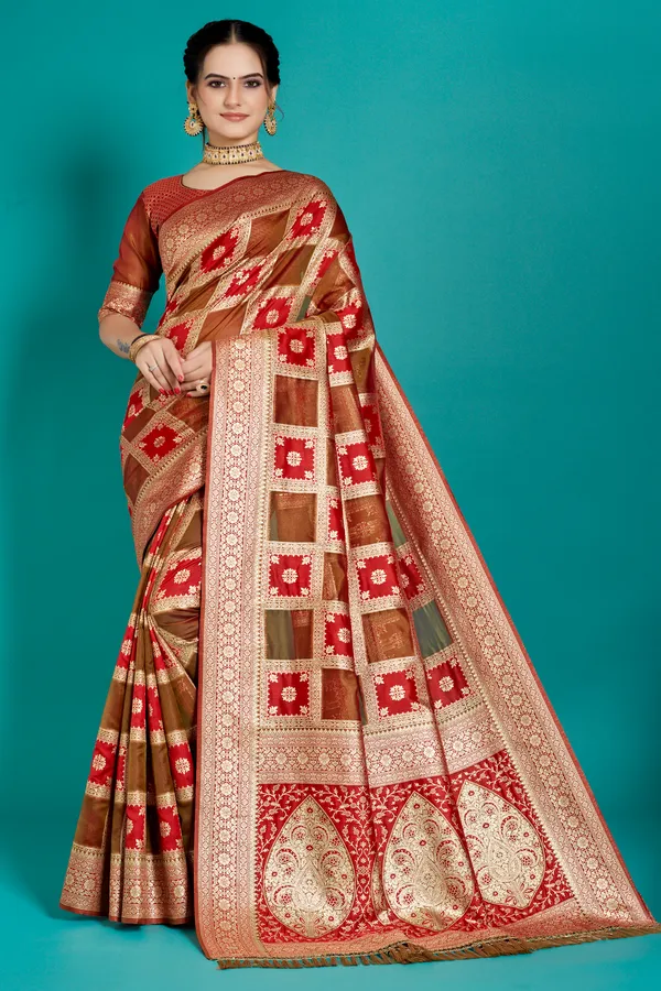 Premium_Organza_Banarasi_Silk_Sarees_new_collection_for_wedding_Occasion_with_Gold_Tone_Zari_work_Beautiful_Saree