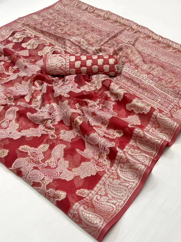 Premium_Organza_Silk_Sarees_new_collection_for_wedding_Occasion_with_Gold_Tone_Zari_work_in_a_Bright_and__Beautiful_color_designer_saree