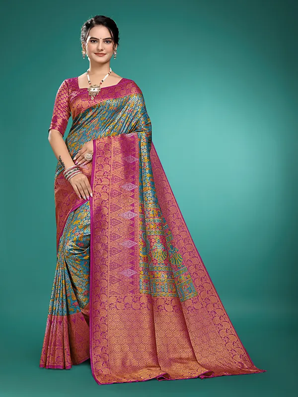 Premium_Nylon_Softy__Banarasi_Silk_Sarees_new_collection_for_wedding_Occasion_with_Gold_Tone_Zari_work_in_a_elegant_Green_Colour_||_Best_collection_of_Sarees_for_women_at_Lowest_Prices_with_Free_Shipping_||_COD_also_available