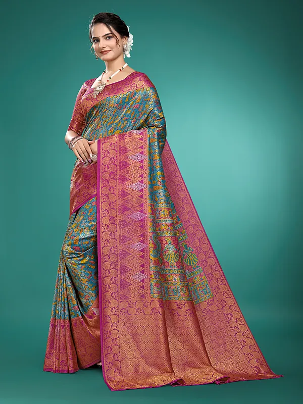 Premium_Nylon_Softy__Banarasi_Silk_Sarees_new_collection_for_wedding_Occasion_with_Gold_Tone_Zari_work_in_a_elegant_Green_Colour_||_Best_collection_of_Sarees_for_women_at_Lowest_Prices_with_Free_Shipping_||_COD_also_available