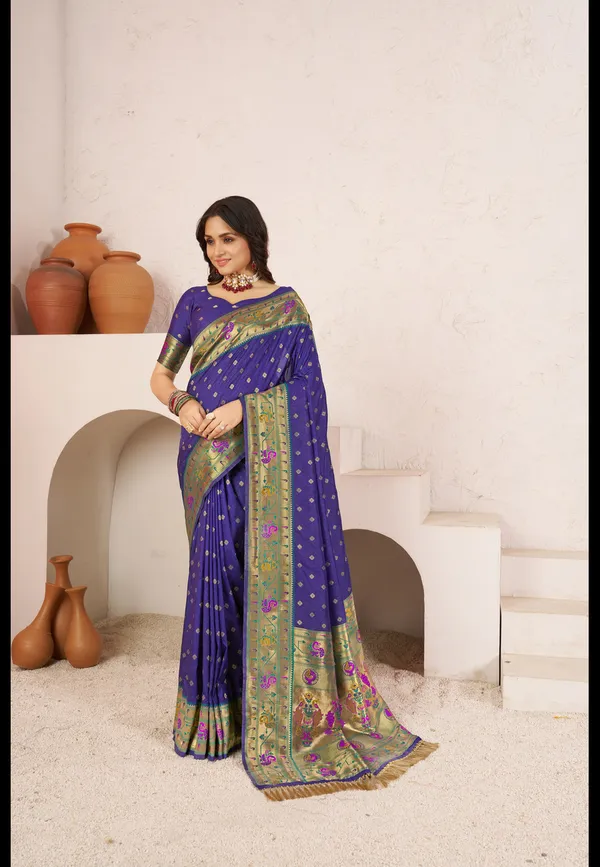 Royal_Navy_Blue_Paithani_Silk_Saree_with_Traditional_Woven_Peacock_&_Floral_Border