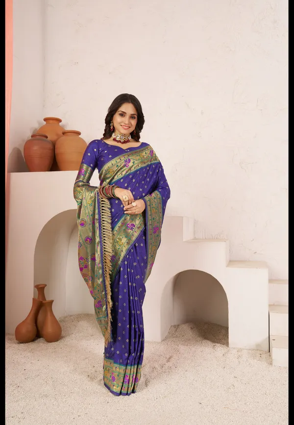 Royal_Navy_Blue_Paithani_Silk_Saree_with_Traditional_Woven_Peacock_&_Floral_Border