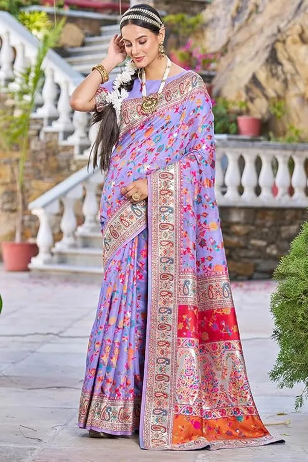 Rajwadi_Pashmina_MAgenta_Floral_Silk_Saree_banarasi_Silk_Saree