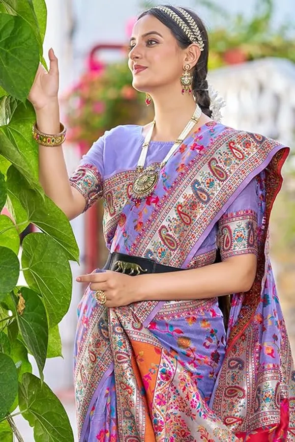 Rajwadi_Pashmina_MAgenta_Floral_Silk_Saree_banarasi_Silk_Saree