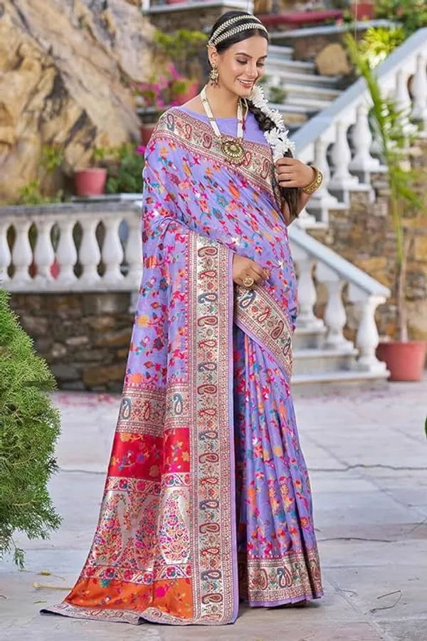 Rajwadi_Pashmina_MAgenta_Floral_Silk_Saree_banarasi_Silk_Saree