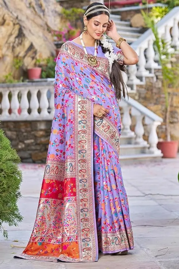 Rajwadi_Pashmina_MAgenta_Floral_Silk_Saree_banarasi_Silk_Saree