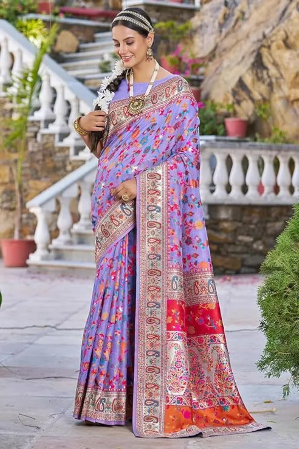 Rajwadi_Pashmina_MAgenta_Floral_Silk_Saree_banarasi_Silk_Saree