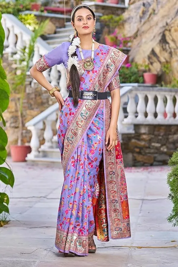 Rajwadi_Pashmina_MAgenta_Floral_Silk_Saree_banarasi_Silk_Saree