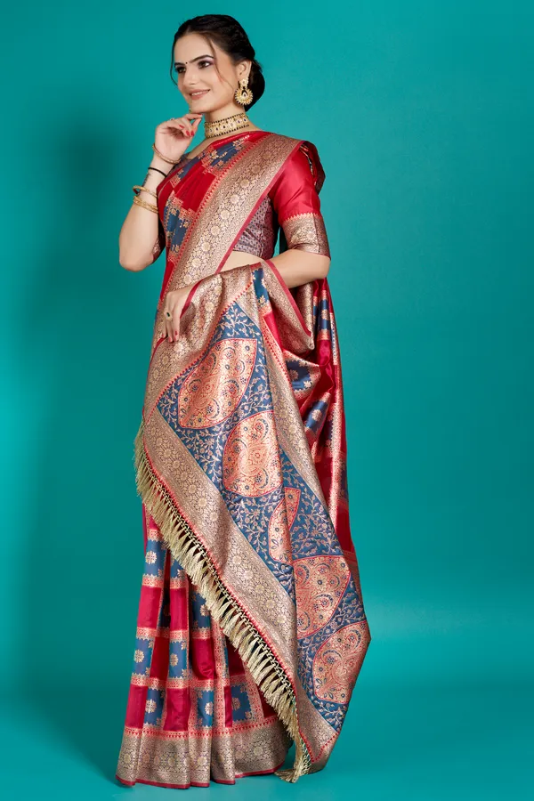 Premium_Organza_Banarasi_Silk_Sarees_new_collection_for_wedding_Occasion_with_Gold_Tone_Zari_work_Beautiful_Saree