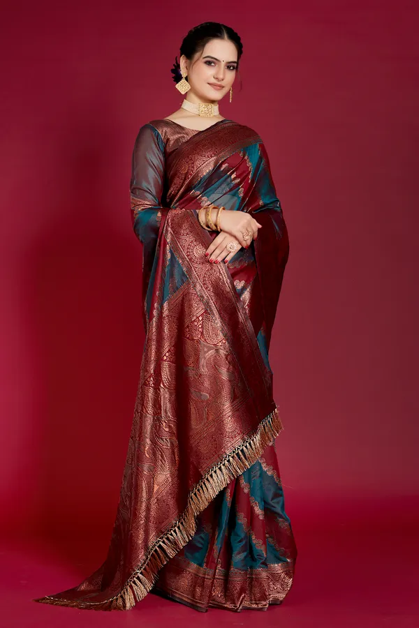 Organza_Saree_with_Blouse_Piece_|_Stylish_Saree_for_Women_Functions