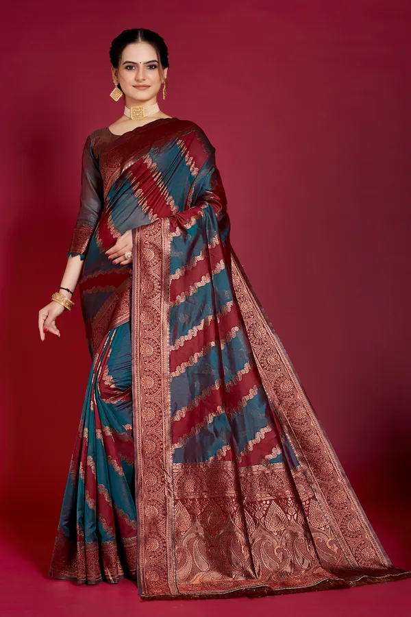Organza_Saree_with_Blouse_Piece_|_Stylish_Saree_for_Women_Functions