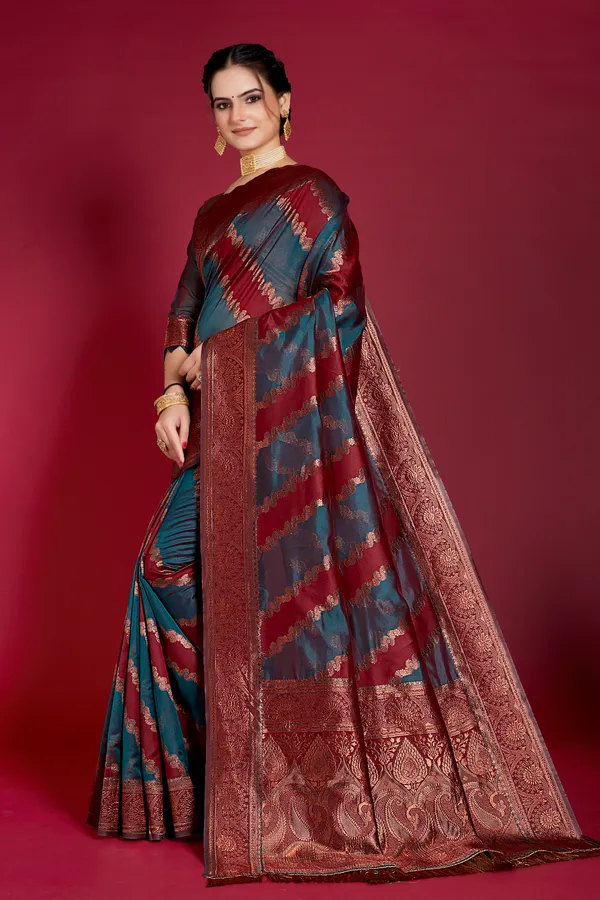Organza_Saree_with_Blouse_Piece_|_Stylish_Saree_for_Women_Functions