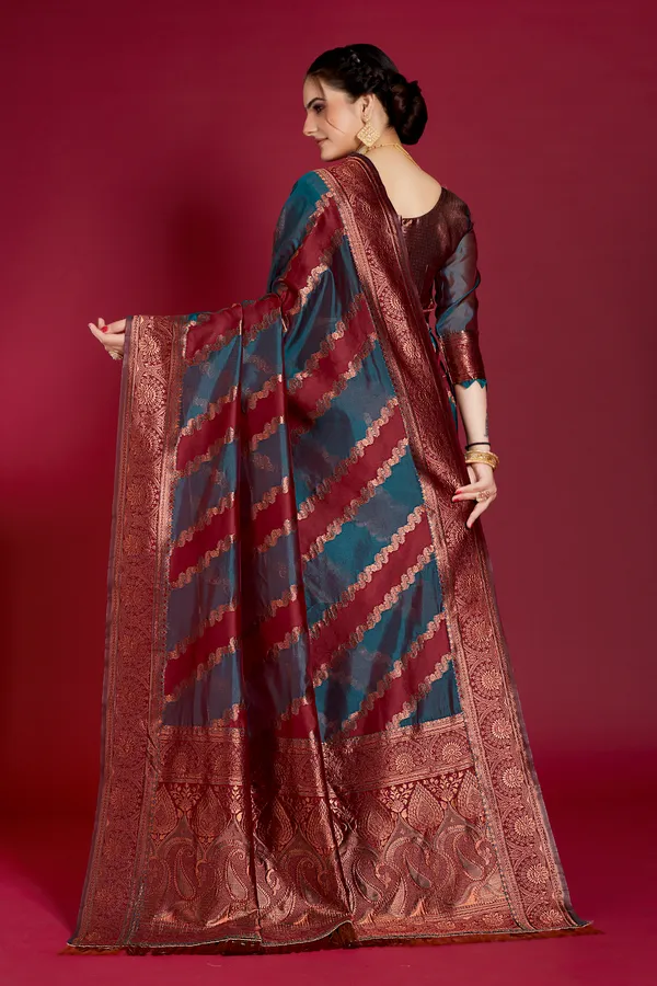 Organza_Saree_with_Blouse_Piece_|_Stylish_Saree_for_Women_Functions
