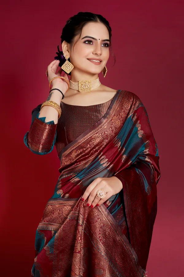 Organza_Saree_with_Blouse_Piece_|_Stylish_Saree_for_Women_Functions