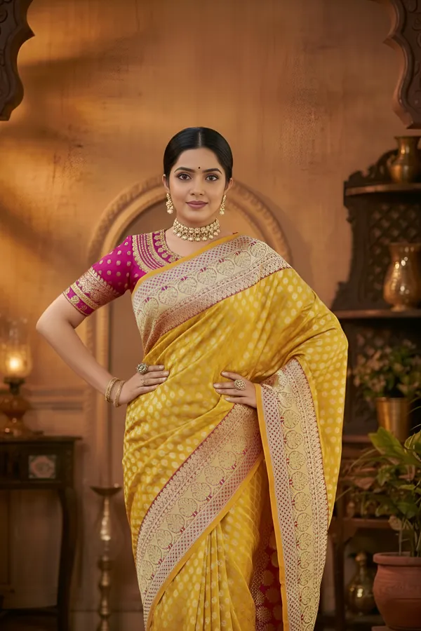 Womens_Yellow_Woven_Saree_with_Embroidered_Blouse_Piece_|_Traditional_Festive_&_Wedding_Wear_Saree