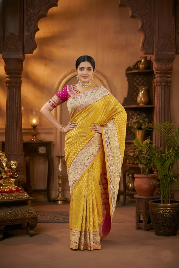 Womens_Yellow_Woven_Saree_with_Embroidered_Blouse_Piece_|_Traditional_Festive_&_Wedding_Wear_Saree