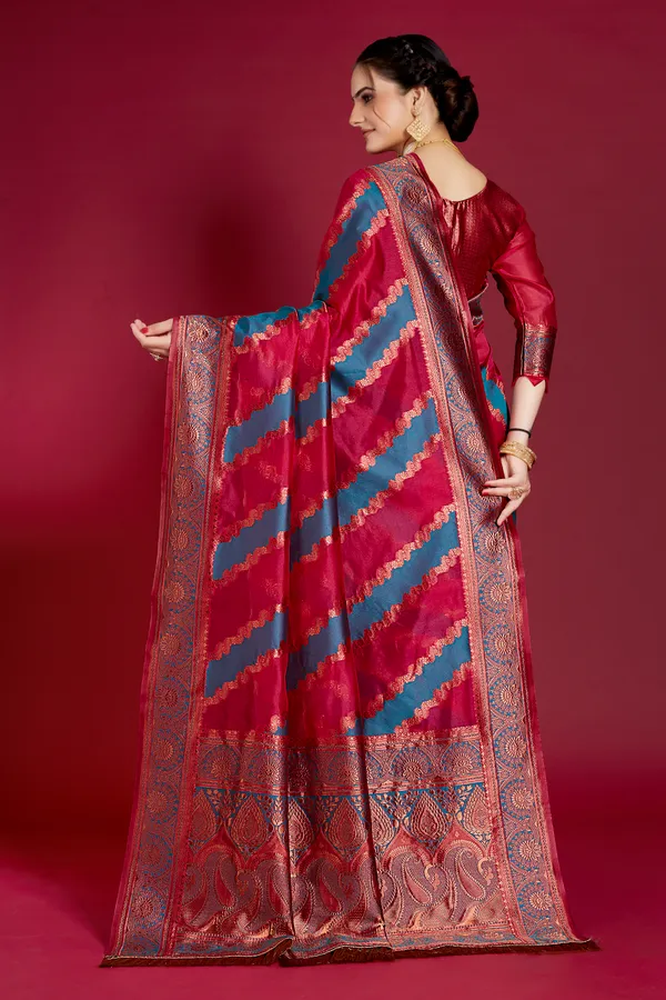 Organza_Saree_with_Blouse_Piece_|_Stylish_Saree_for_Women_Functions