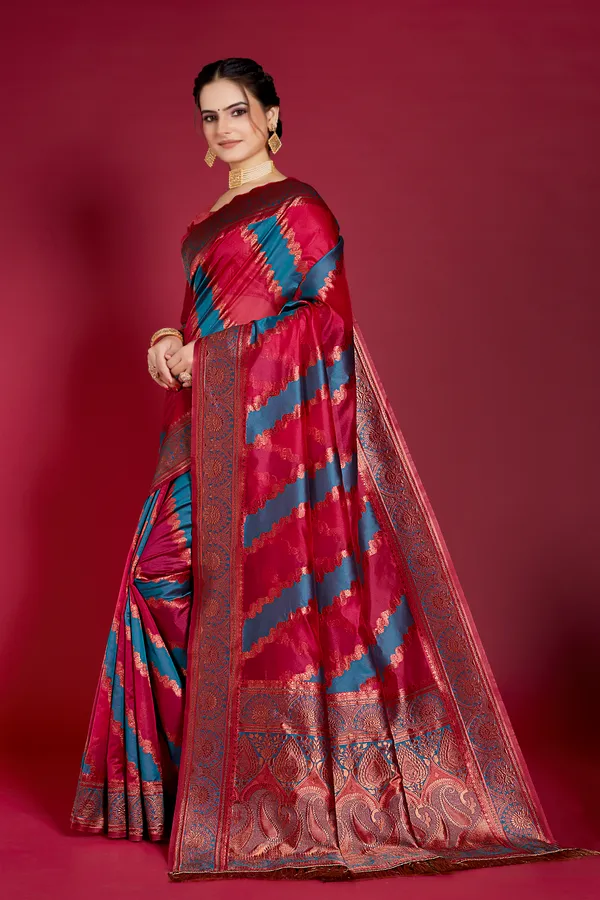 Organza_Saree_with_Blouse_Piece_|_Stylish_Saree_for_Women_Functions