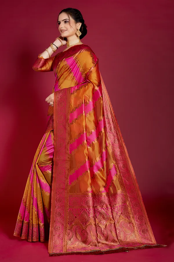 Organza_Saree_with_Blouse_Piece_|_Stylish_Saree_for_Women_Functions