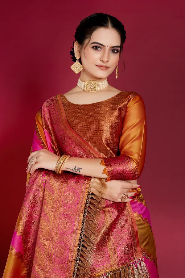 Organza_Saree_with_Blouse_Piece_|_Stylish_Saree_for_Women_Functions