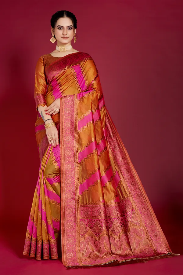 Organza_Saree_with_Blouse_Piece_|_Stylish_Saree_for_Women_Functions