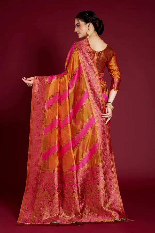 Organza_Saree_with_Blouse_Piece_|_Stylish_Saree_for_Women_Functions