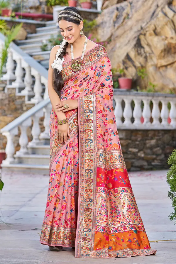 Rajwadi_Pashmina_Baby_Pink_Floral_Silk_Saree_banarasi_Silk_Saree
