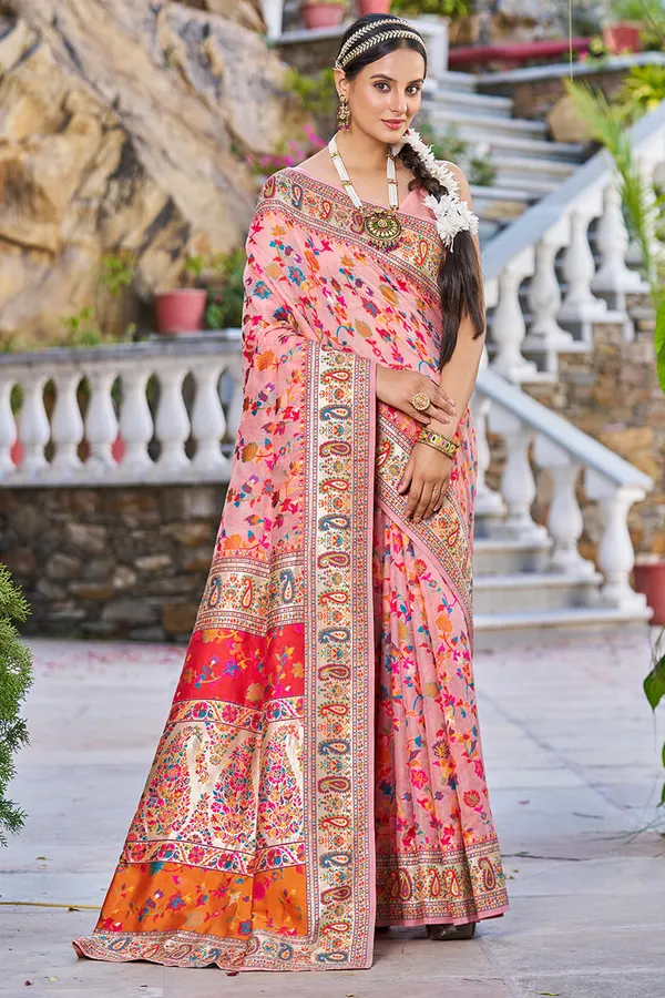 Rajwadi_Pashmina_Baby_Pink_Floral_Silk_Saree_banarasi_Silk_Saree