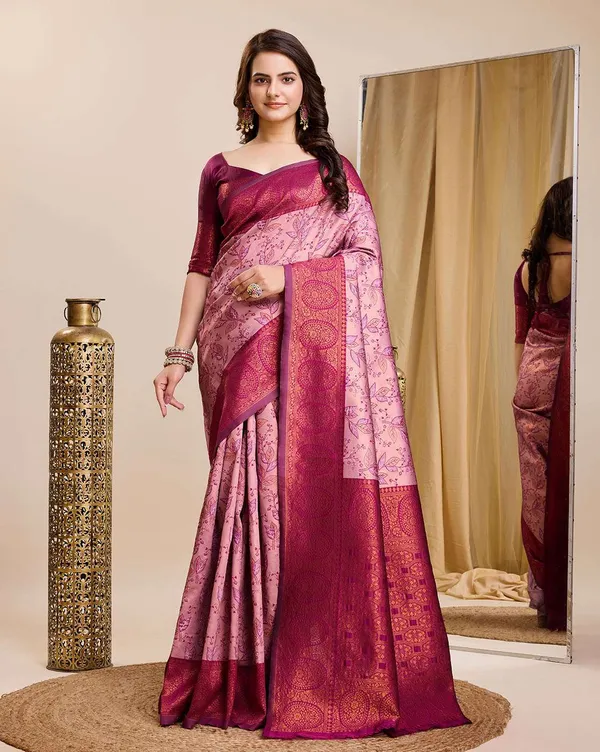 Women's_Banarasi_Silk_Saree_�_Soft_Weaving,_Stylish_Floral_Design,_Blouse_Included