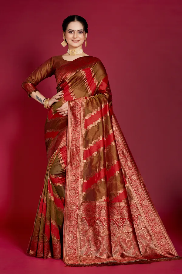 Organza_Saree_with_Blouse_Piece_|_Stylish_Saree_for_Women_Functions