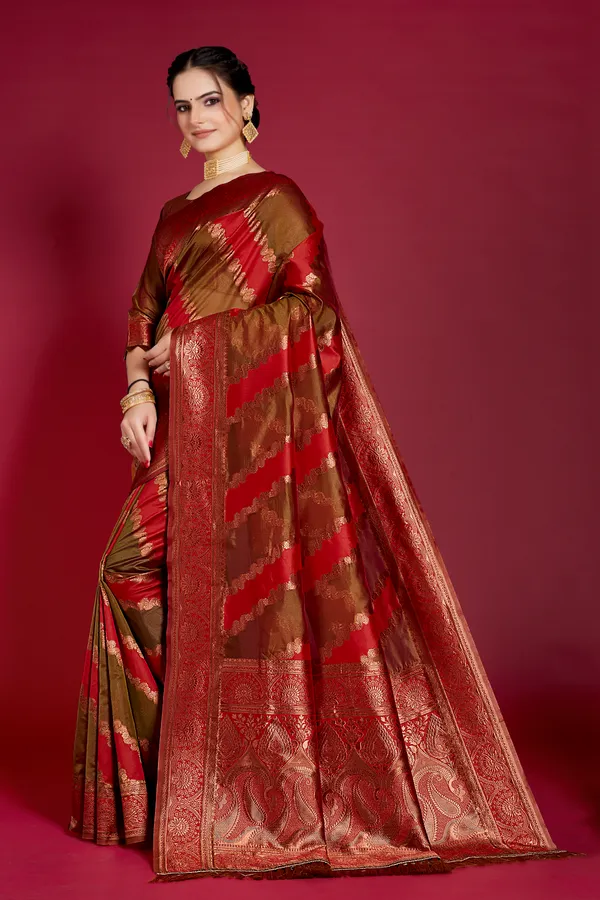 Organza_Saree_with_Blouse_Piece_|_Stylish_Saree_for_Women_Functions